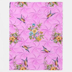 floral and butterfly fleece blanket