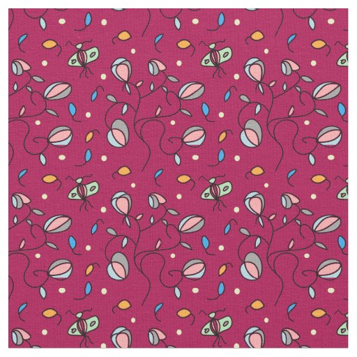 Floral and butterfly funny seamless pattern -pink fabric