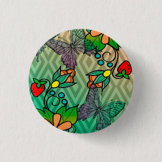 floral and butterflys pinback button