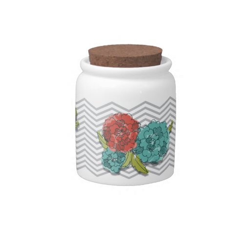 Floral and Chevron Cookie Jar