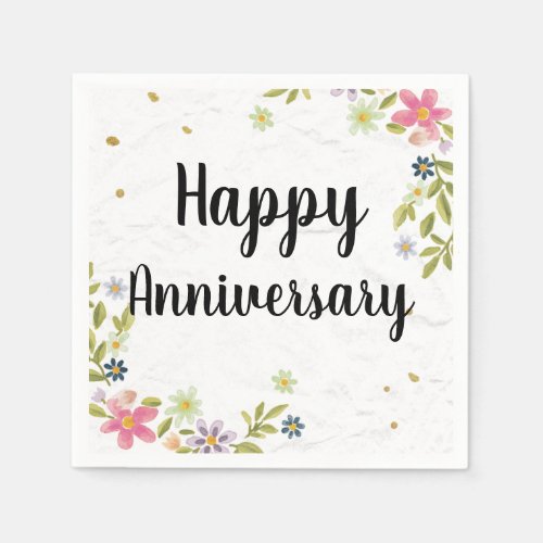 Floral and Colorful Happy Anniversary  Napkins