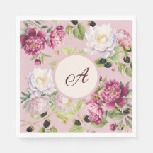 Floral and Dot Monogram Napkin