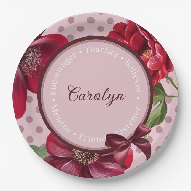 Floral and Dot Mother's Day Plate (Front)