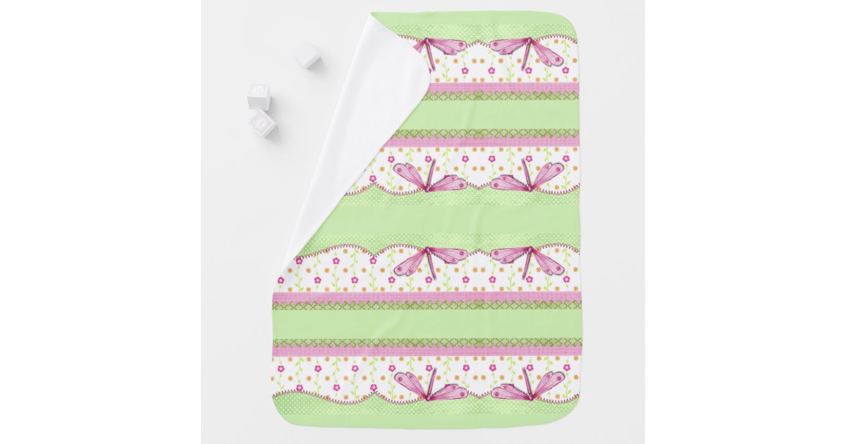 Floral and Dragonflies Baby Girl Stroller Blanket Zazzle
