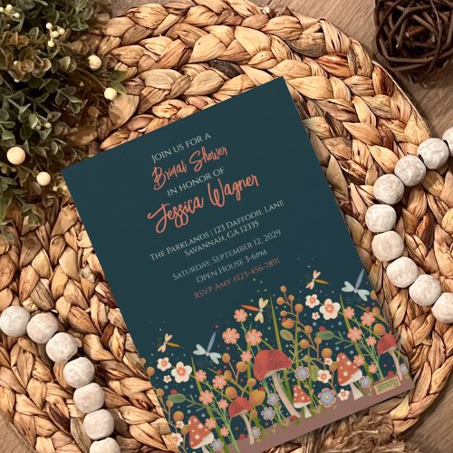 Floral and Dragonfly Inspirivity Pretty Bridal Invitation