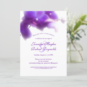 Floral and Elegant Purple Orchid Virtual Wedding Invitation