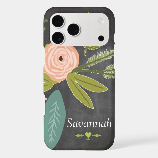 Floral and Fauna Chalkboard Case-Mate iPhone Case (Back)