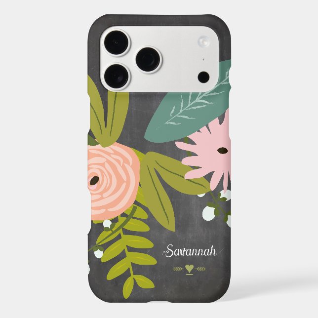 Floral and Fauna Chalkboard Case-Mate iPhone Case (Back)