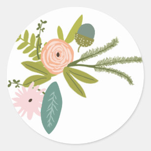 Floral and Fauna Classic Round Sticker