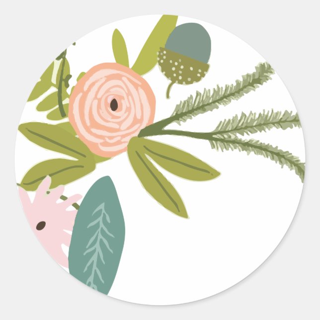 Floral and Fauna Classic Round Sticker (Front)