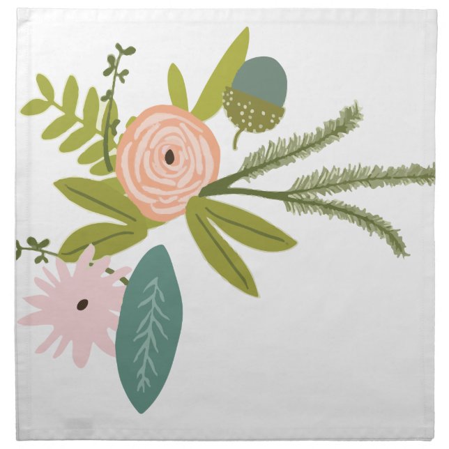 Floral and Fauna Cloth Napkin (Front)