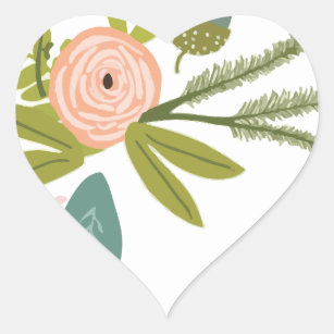 Floral and Fauna Heart Sticker
