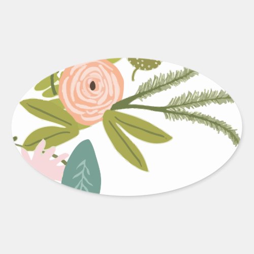 Floral and Fauna Oval Sticker