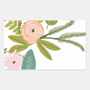 Floral and Fauna Rectangular Sticker