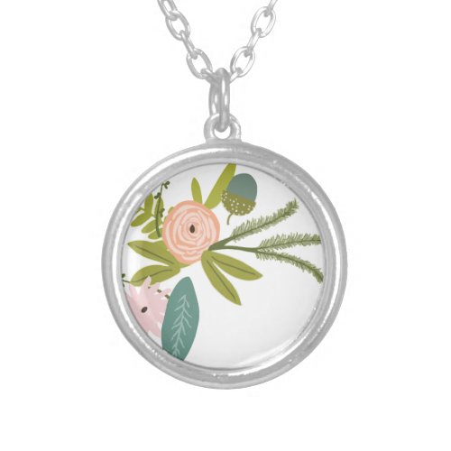 Floral and Fauna Silver Plated Necklace