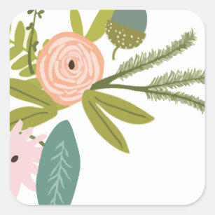 Floral and Fauna Square Sticker