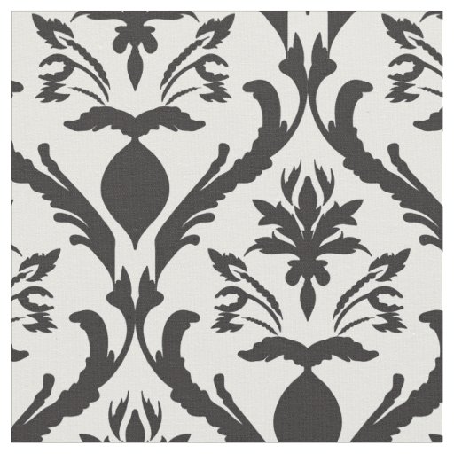 Floral and Feather Damask Fabric