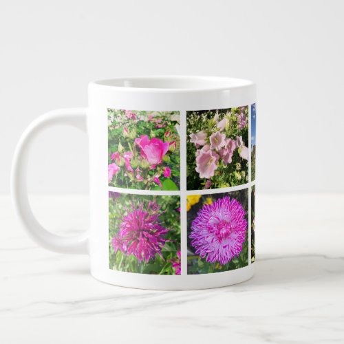 Floral and Garden Photo Grid Collage Giant Coffee Mug