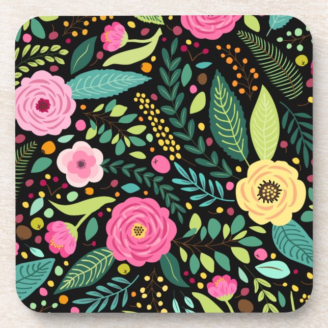 Floral And Glamor Seamless Pattern Cute   Beverage Coaster (Front)