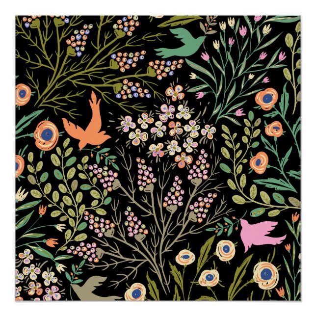 Floral And Glamour Seamless Pattern Summer Color   Poster (Front)