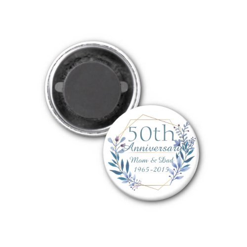 Floral and Gold 50th Wedding Anniversary Magnet