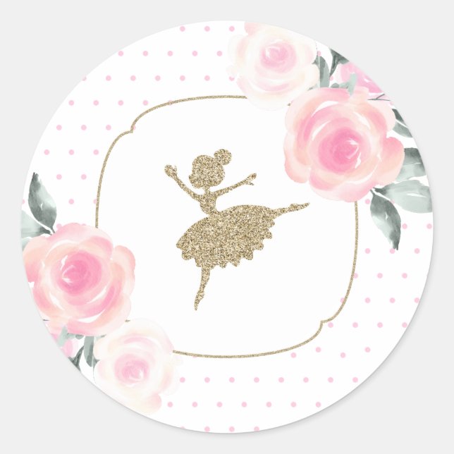 Floral and Gold Ballerina Stickers (Front)