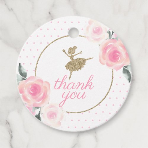 Floral and Gold Ballerina thank you favor Favor Tags