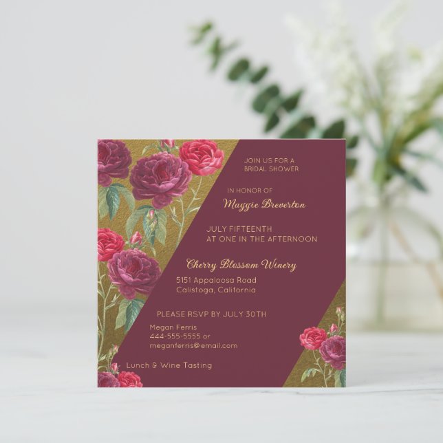 Floral and Gold Bridal Shower Invitation (Standing Front)