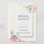 Floral And Gold Bridal Shower Party Invitation at Zazzle