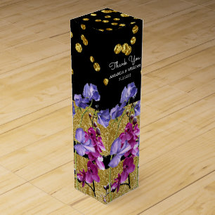 Floral and Gold Glitter Wine Gift Box