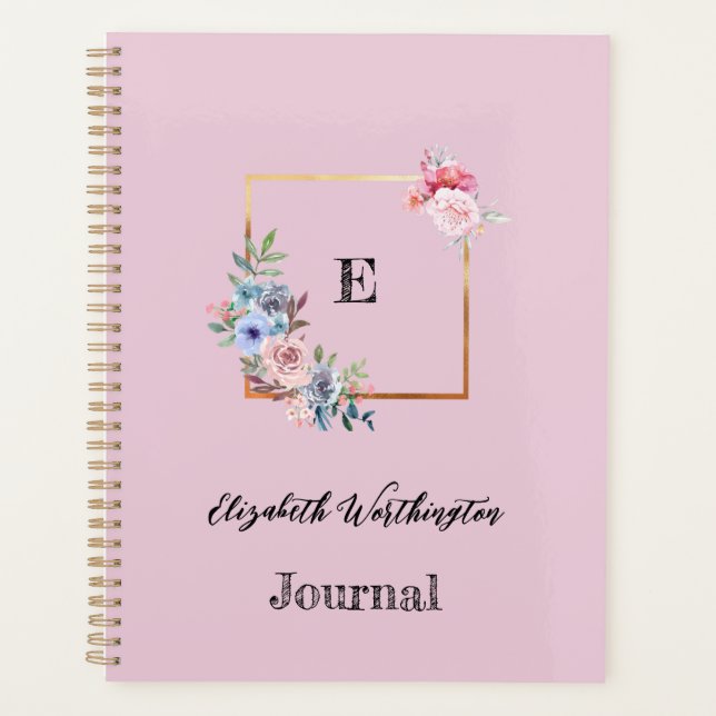 Floral and greenery geometric design watercolor  planner (Front)