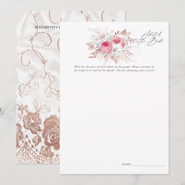 Floral and Lace Bridal Shower Game Invitation (Front/Back)
