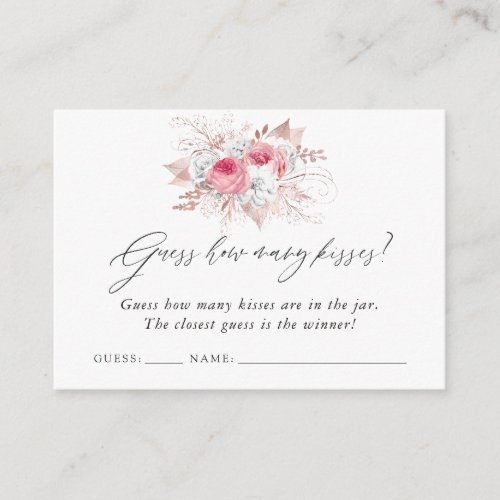 Floral and Lace Bridal Shower Kissing Game Enclosure Card