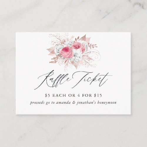 Floral and Lace Bridal Shower Raffle Ticket Enclosure Card
