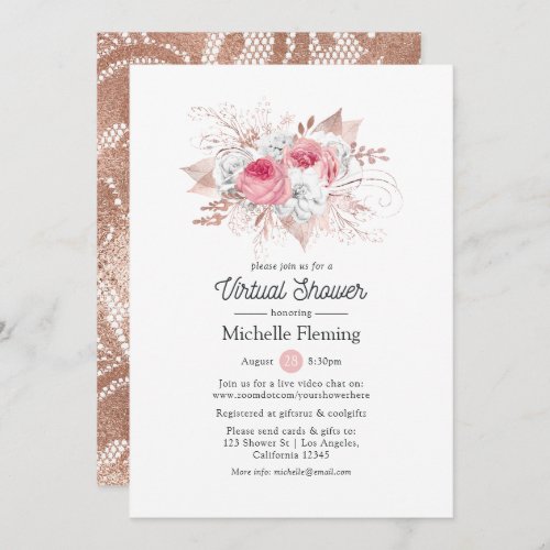 Floral and Lace Virtual Bridal Shower Invitation