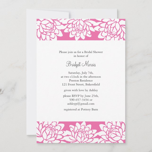 Floral and Modern Bridal Shower Invitation (Front)