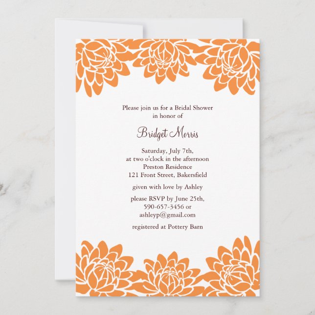 Floral and Modern Bridal Shower Invitation (Front)