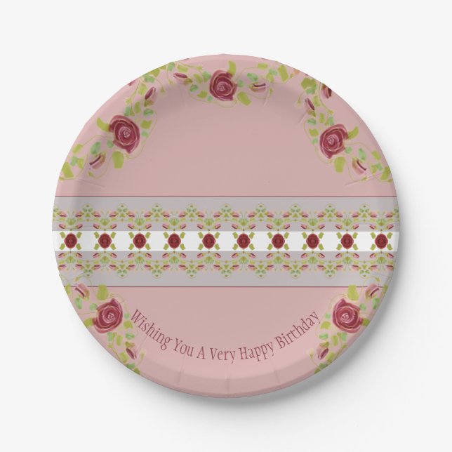 Floral And Pattern Detailing Paper Plates (Front)