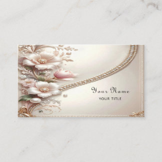 Floral and Pearl Embellishments Business Card