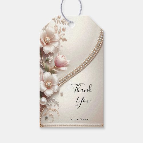 Floral and Pearl Embellishments Gift Tag