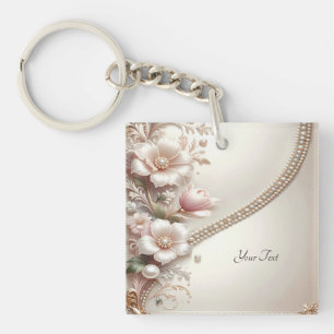 Floral and Pearl Embellishments Keychain