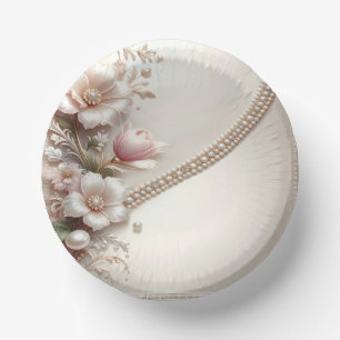 Floral and Pearl Embellishments Paper Bowls