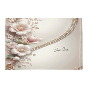 Floral and Pearl Embellishments Paper Placemat