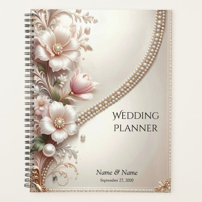 Floral and Pearl Embellishments Planner (Front)