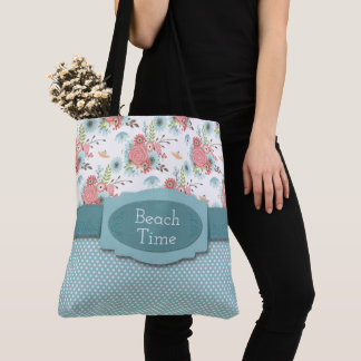 Floral and Polka Dot Tote Bag