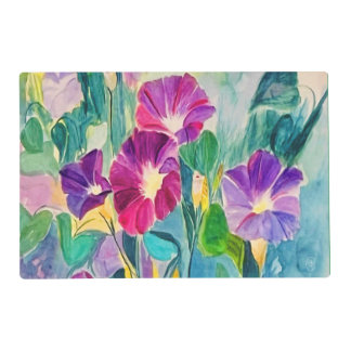 Floral and Reverse Side Solid Green Placemat