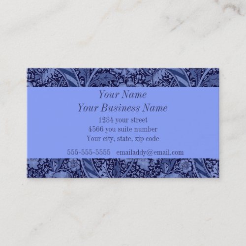 Floral and Ribbon in Blue Business Cards