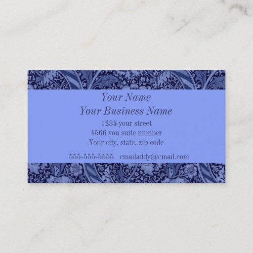Customizable Floral and Ribbon in Blue Business Cards