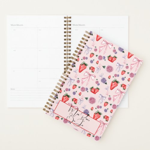 Floral and Strawberry Coquette Planner