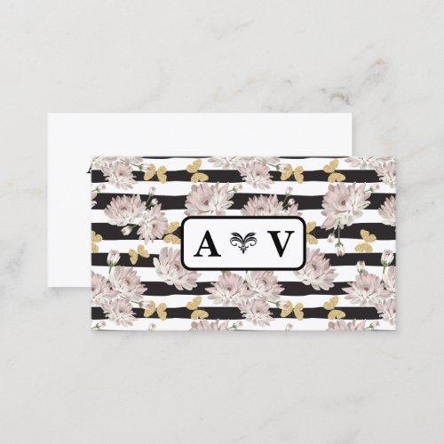 Floral and Striped Pattern  Butterflies Business Card